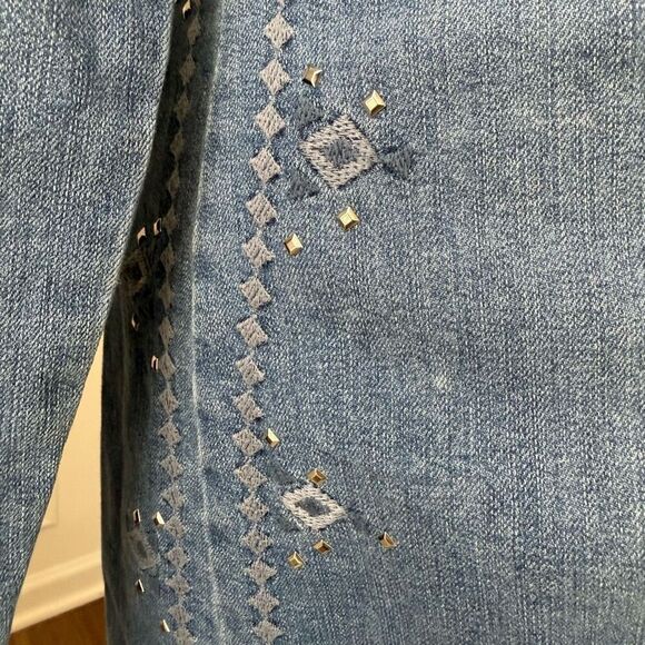 NWT INC INTERNATIONAL CONCEPTS Dungaree Demin Southwestern Embroidered Snap Fron - Picture 4 of 9